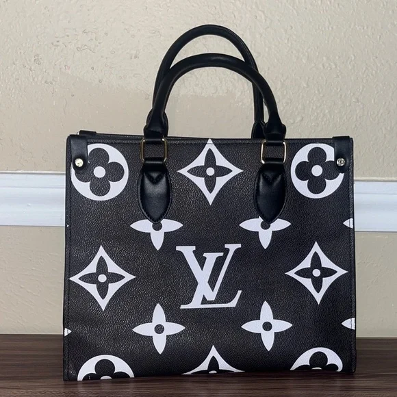 Inspired Monogram Black and White Tote - Picture 1 of 16